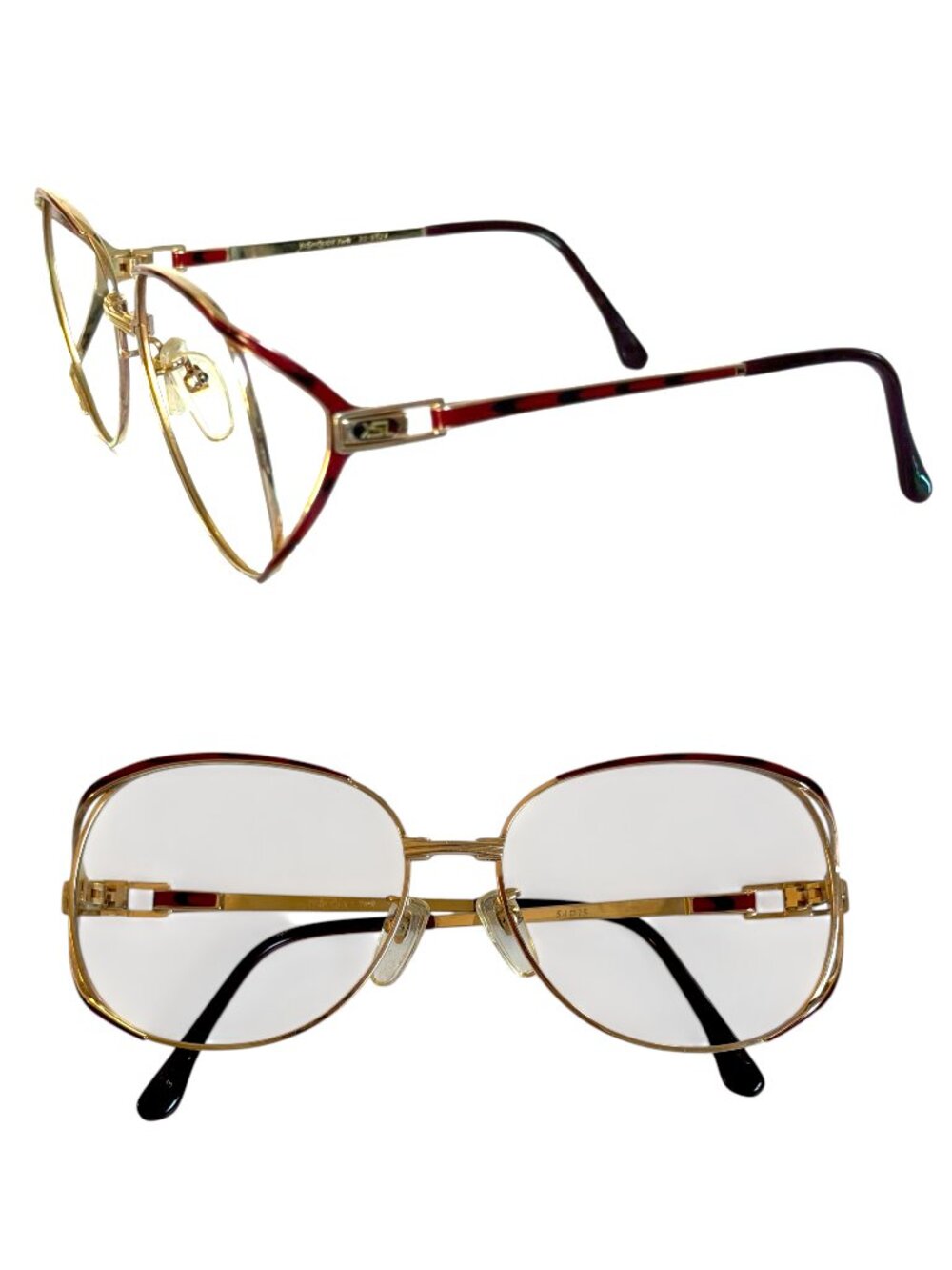 Vintage YSL 30-6624 Gold Red Enamel Aviator Glasses Frames - Picture 3 of 5